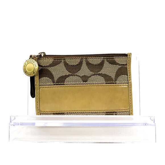 COACH Signature Mini Card Case Holder w/Key Ring - Picture 1 of 9